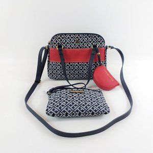Tommy Hilfiger Navy White Satchel & Wristlet MSRP $146